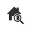 House loupe icon. Search symbol illustration. Home icon vector. Magnifier lens icon. Flat vector isolated illustration