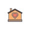 house with love colored icon. Element of family icon for mobile concept and web apps. Colored house with love icon can be used for