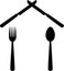 House made of cutlery, restaurant and snack Logo, Icon, Button