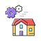 house mechanical gears color icon vector illustration