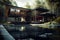 House minimaist black hill wood modern glass swiming pool patio terraces