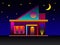 House model at night with moon and stars