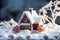 House model in a snowy setting, emphasizing winter heating concept