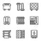 House modern heating icon set, outline style