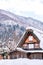 The house and mountain view behind the villagein, Shirakawago Village.