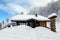 House in the mountains in winter