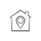 House with navigation mark hand drawn outline doodle icon.