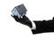 House offered by black rubber glove