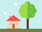 House and orange tree in gaming style vector