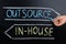 In-house Or Outsource Concept Drawn On Blackboard