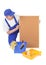 House painter and empty corkboard