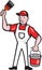 House Painter Holding Paint Can Paintbrush Cartoon