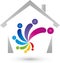 House and people, real estate and painter logo