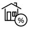 House with percent, credit line icon. Home, mortgage vector illustration isolated on white. Rate for mortgage outline