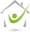 House and Person, Real Estate and Real Estate Check Logo