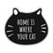 The house is the place where your cat is-a hand-drawn illustration in the form of a cat`s head with text. Vector