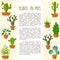 House plant and cactus vector brochure page template