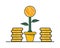 House plant coin with pile dollars isolated icon