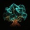 House Plant Shape In Fire On Black Background. Generative AI