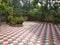 House premises Kerala  style floor tiles fixed with cast iron gte