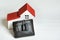 House with purse and lock on white background. Safe buying a home. Real estate, mortgage
