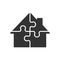 House puzzle icon. Jigsaw symbol. Sign prefabricated home vector