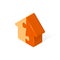 House from puzzles isometric illustration, Vector brown home 3d symbol