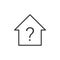 House with question mark icon. Problem house line sign