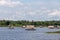 House raft floating in the lake