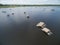 House raft floating in the lake