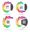 House, real estate, circle home, logo, set of rainbow colorize building symbol icon vector design