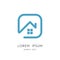 House and real estate outline logo - home with window and rounded square symbol