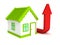 House red growing arrow, real estate price rising