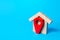 House and red pin icon. Concept of location and surroundings. House moving company. Search for housing options. Tracking