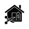 House for reduced price black glyph icon
