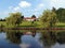 House reflected in a pond