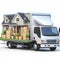 House Removal Truck With Boxes on solid white background. ai generative