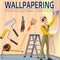 House renovation wallpapering service vector