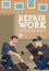 House repair and flooring install workers vector