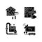 House repairs and facilities black glyph icons set on white space