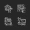 House repairs and facilities chalk white icons set on black background