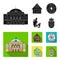 House, residential, style, and other web icon in black,flat style. Country, Denmark, sea, icons in set collection.