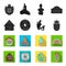 House, residential, style, and other web icon in black,flet style. Country, Denmark, sea, icons in set collection.