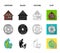 House, residential, style, and other web icon in cartoon,black,outline,flat style. Country, Denmark, sea, icons in set