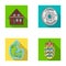 House, residential, style, and other web icon in flat style. Country, Denmark, sea, icons in set collection.