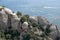 House between rocks at Montserrat mountain near Barcelona in Spain