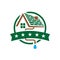 house roof gutter logo design vector badge emblem template illustrations