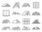 House roof icons set, outline style