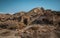 House ruin embedded in the Tabernas Desert hill Landscape Spain