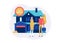 House for sale - colorful flat design style illustration